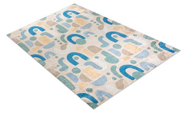 BAMBINO 61460 covor lavabil Geometrică pentru copii anti-alunecare - bej / albastru