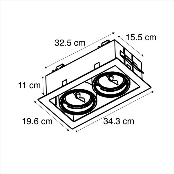 Set de 6 spoturi încastrate oțel AR111 reglabile cu 2 lumini - Oneon