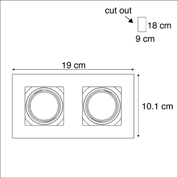 Set 6 Spoturi Incastrabile Aluminiu Rectangulare 2 Lumini - Qure