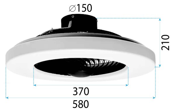 Lampă cu ventilator APP1552-C BLACK