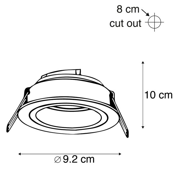 Spot încastrat inteligent negru rotund, incl. WiFi GU10 - Chuck