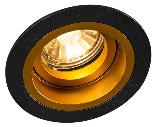 Set de 6 spoturi încastrate rotunde negre cu auriu, rotative și înclinabile - Chuck