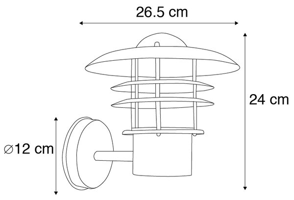 Lampă de perete de exterior vintage cupru IP44 - Prato