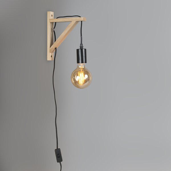 Lampa de perete lemn cu negru - Spânzurat
