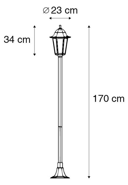 Lampă de podea clasică pentru exterior neagră 170 cm IP44 - New Orleans 1