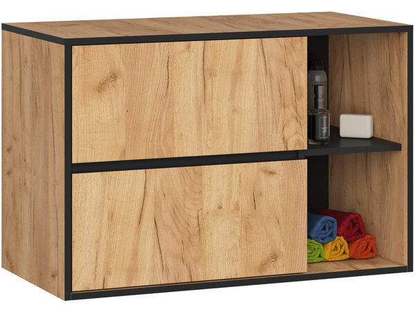 Set mobilier baie Vambos standard (stejar artizanal + negru). Promo -19%. 1152119