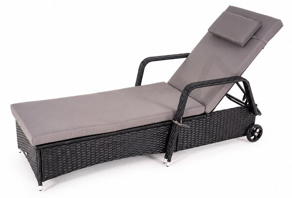 Furnigo Șezlong de grădină Verano negru - pernă antracit