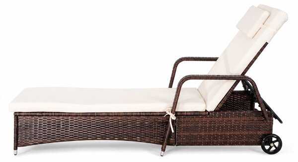Furnigo Șezlong de grădină Verano maro - pernă bej