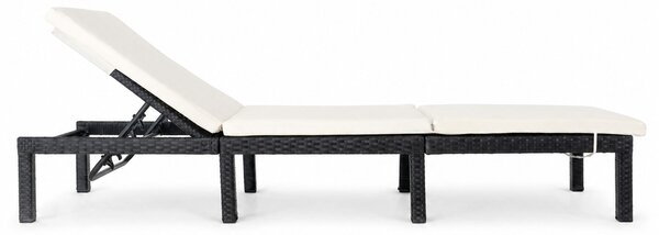 Furnigo Șezlong de grădină Marbella negru - pernă bej