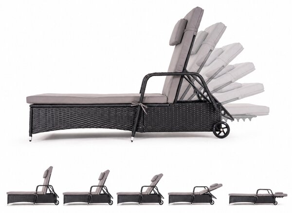 Furnigo Șezlong de grădină Verano negru - pernă antracit