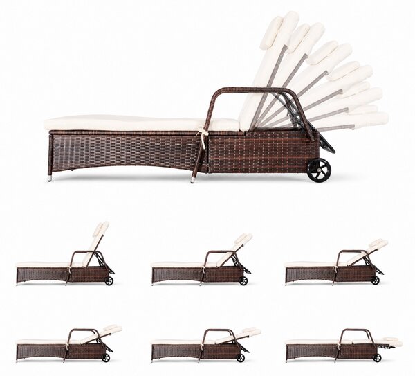 Furnigo Șezlong de grădină Verano maro - pernă bej