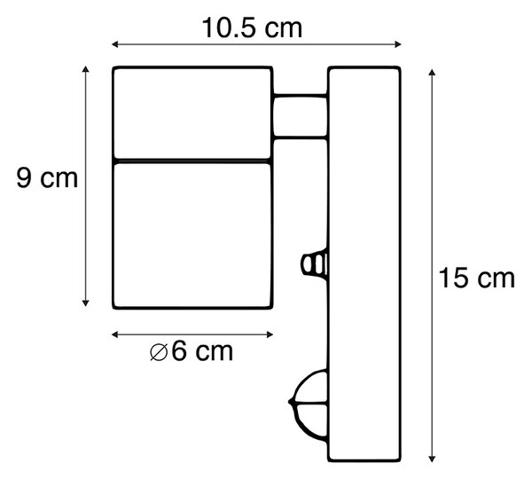 Lampă de perete exterioară din oțel IP44 cu senzor de mișcare - Solo