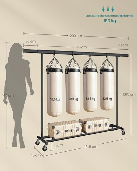 Cuier stander Negru Songmics 200x45x161.5 cm