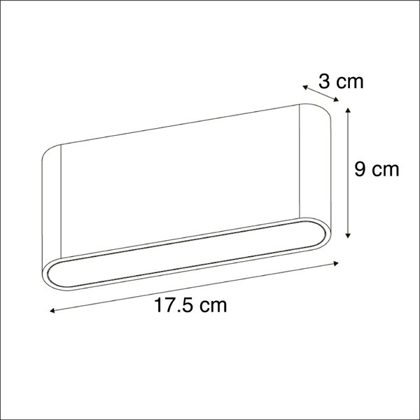 Lampă de perete exterioară gri închis 17,5 cm incl. LED IP65 - Batt