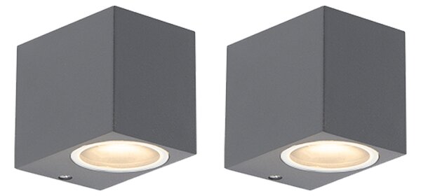Set de 2 Aplice Moderne Gri Închis IP44 - Baleno
