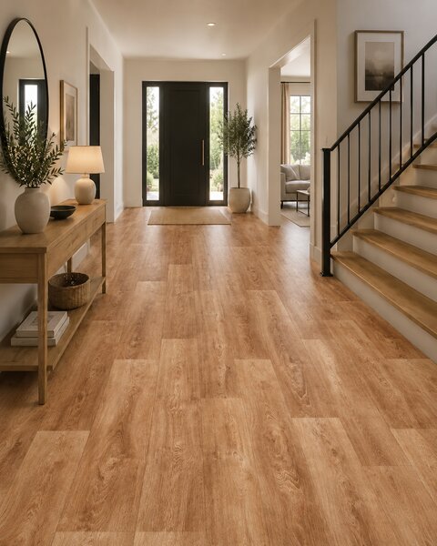 Linoleum PVC, Country Light Confort, Maro Deschis, Latime 2.5 m, Imitatie Parchet, Suport Pasla