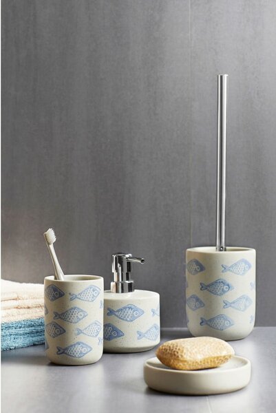 Dozator ceramică pentru săpun Wenko Aquamarin, 475 ml, alb - albastru
