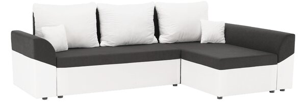 Canapea rabatabilă de colţ, gri/alb, DESNY