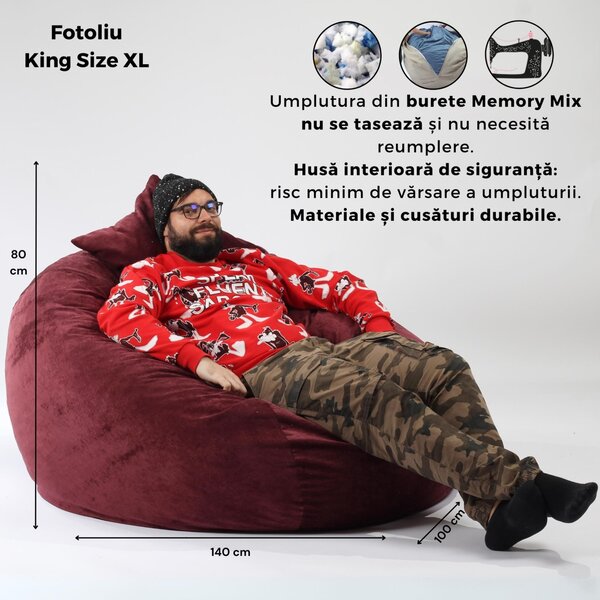 Fotoliu King Size XL, Material Textil - Moon Grey