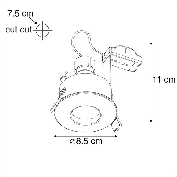 Set de 6 spoturi încastrate moderne negre IP44 - Gap