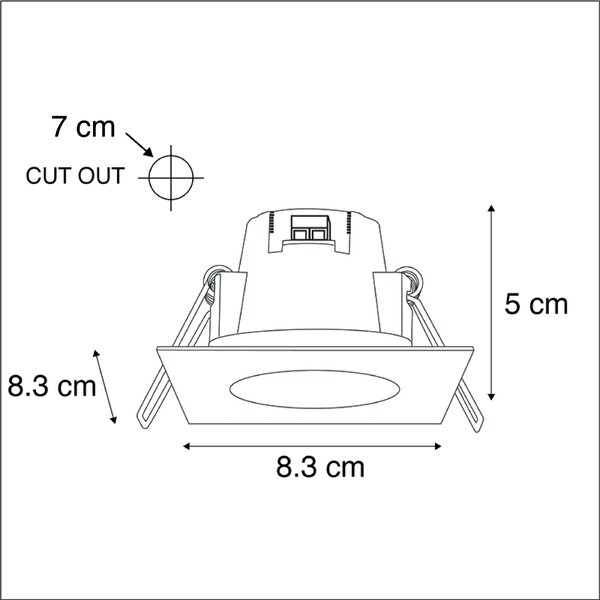 Set de 3 spoturi îngropate pătrate din oțel inclusiv LED IP65 - Simply