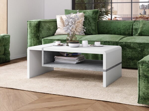 Măsuță de cafea Glendale 102Beton, Alb, 4x6x10cm, MDF, Unghiular