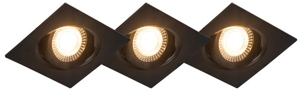 Set 3 spoturi încastrate negre cu LED-uri reglabile în 3 trepte - Miu