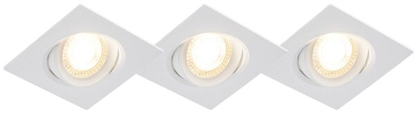Set de 3 spoturi îngropate albe inclusiv LED reglabil în 3 trepte - Miu