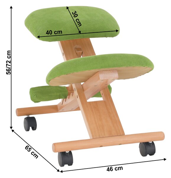 KONDELA Scaun genunchi ergonomic, verde/ fag, GROCO