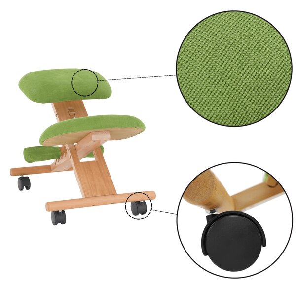 KONDELA Scaun genunchi ergonomic, verde/ fag, GROCO