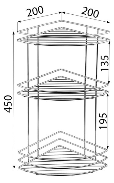 Aqualine Aqualine, Chrome LINE rafturi de sârmă colț triplu crom, 37015
