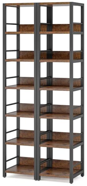 Biblioteca de colt, nuc/negru, 190x35x35 cm
