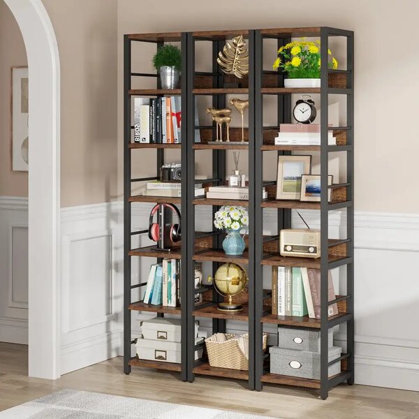 Biblioteca de colt, nuc/negru, 190x35x35 cm