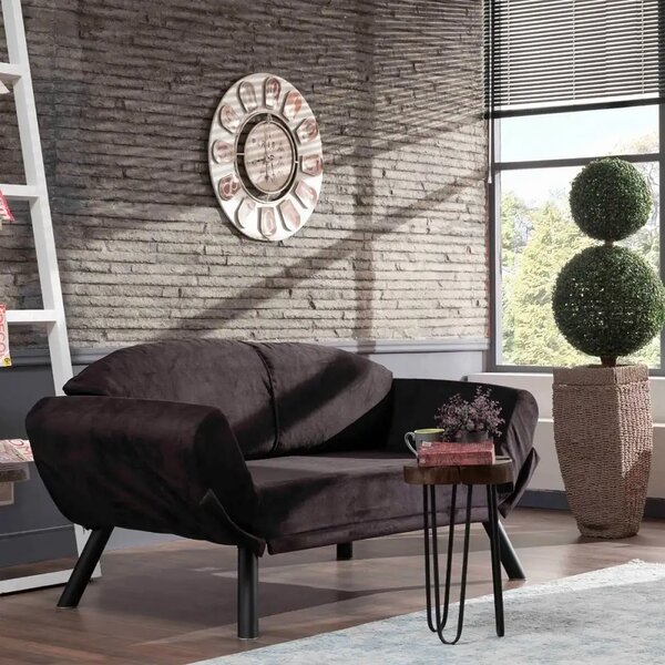 Canapea extensibila 2 locuri living 205X80 cm – stofa & metal, gri – Genzo