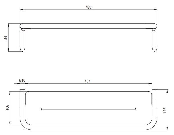 Deante Silia, raft de perete 436x124x89 mm, crom, DEA-ADI_0511