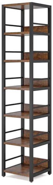 Biblioteca de colt, nuc/negru, 190x35x35 cm