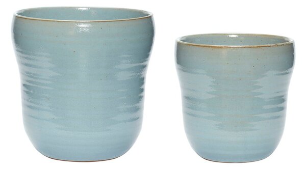 Set 2 ghivece din ceramică Hübsch Tina, albastru