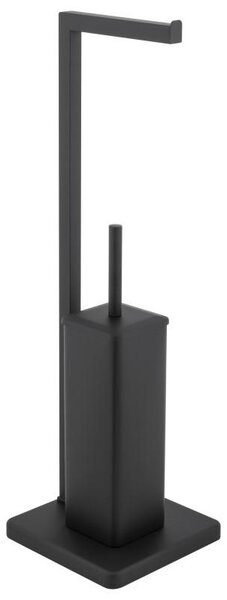Erga Marko, suport pentru hârtie igienică și perie toaletă 20x20x65 cm, negru mat, ERG-YKA-PD.MARKO-BLK