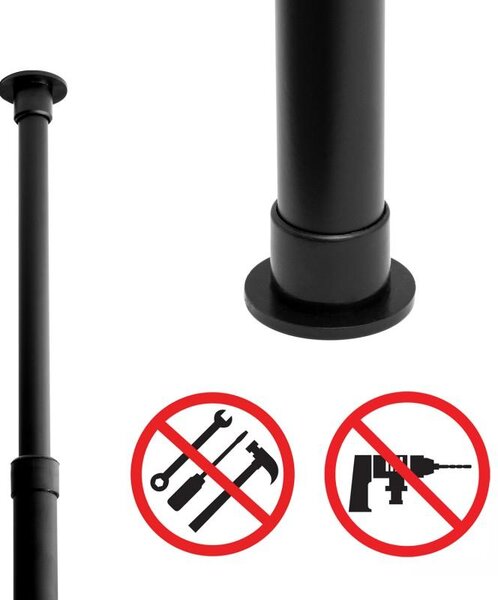 Erga Scopic, tijă de duș telescopică de colț 4 rafturi XL, negru mat, ERG-YKA-CH.SCOPIC-XL-BLK