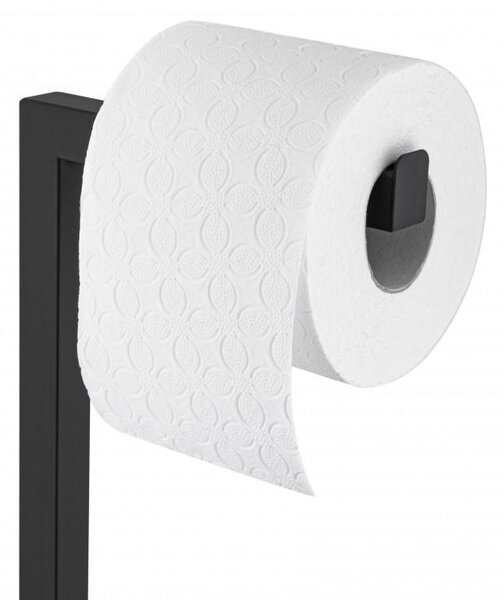 Erga Saki, suport pentru hartie igienica si perie toaleta 20x20x65 cm, negru-maro mat, ERG-YKA-PD.SAKI-BLK