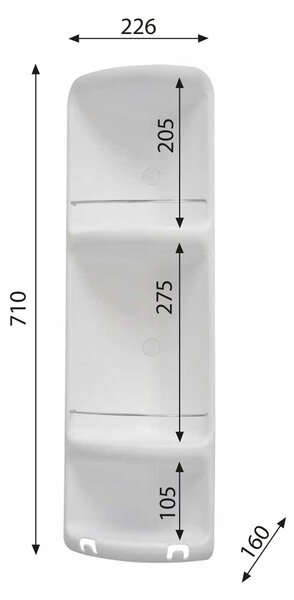 Gedy Gedy, poliță de colț CAESAR cu 3 nivele, 226x710x160 mm, plastic ABS, alb, 7081