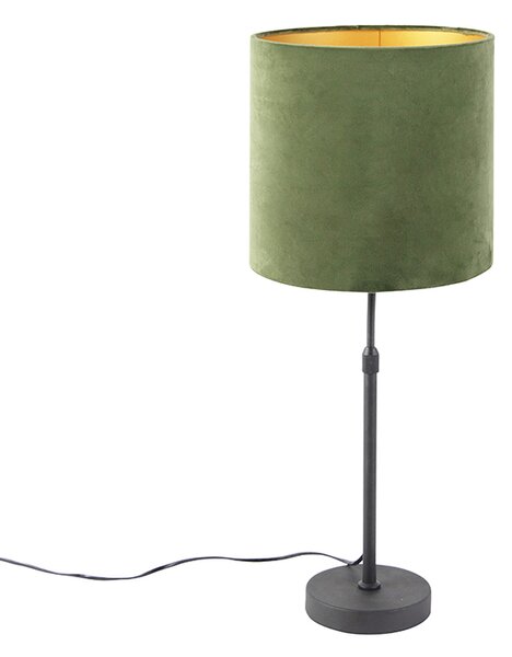 Lampă de masă neagră cu nuanță de velur verde cu aur 25 cm - Parte