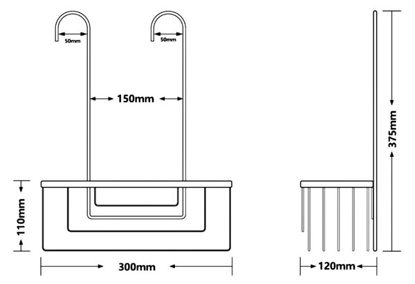 Gedy Gedy, SMART Raft de duș suspendat, pentru baterie, 300x375x120 mm, crom, 248913