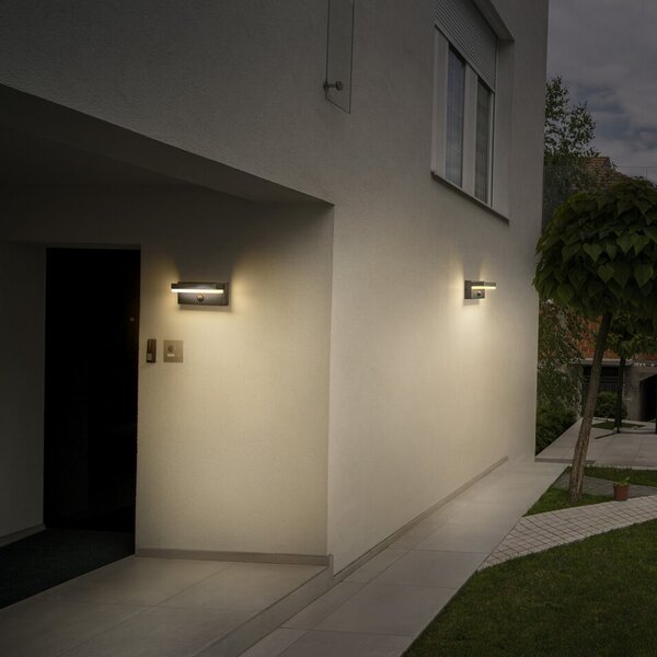 OSRAM Aplică de perete ENDURA STYLE ROBUST, senzor, gri închis IP54, Gri, Aluminiu, Modern, Soclu de perete jos