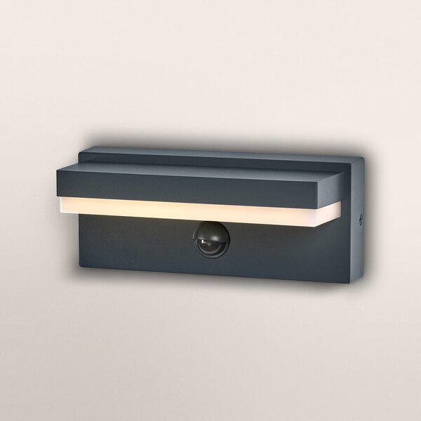 OSRAM Aplică de perete ENDURA STYLE ROBUST, senzor, gri închis IP54, Gri, Aluminiu, Modern, Soclu de perete jos