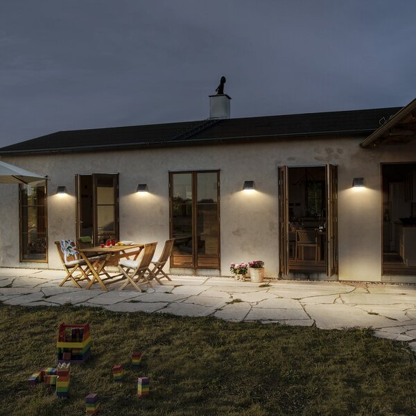 OSRAM Aplică de perete solară ENDURA STYLE FIN, gri, senzor, IP54, reglabil, Gri, Plastic, Modern, Perete unghiular