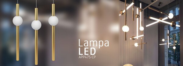 Lampă de tavan suspendată LED lung alb auriu APP475-CP