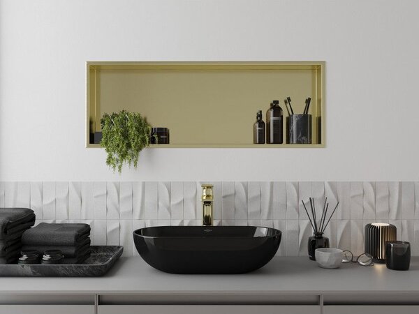 Mexen X-Wall-R, raft de perete cu guler 90 x 30 cm, auriu lucios, 1950903010