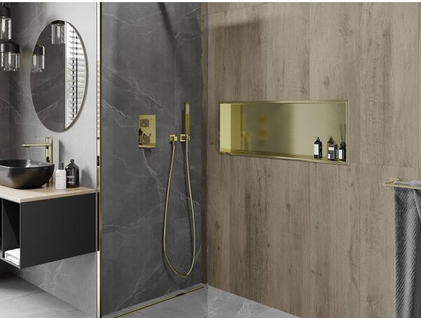 Mexen X-Wall-R, raft de perete cu guler 90 x 30 cm, auriu lucios, 1950903010