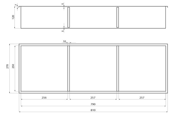 Polysan Polysan, poliță de perete INSERTA, 270x810 mm, oțel inoxidabil, antracit, 1301-27B